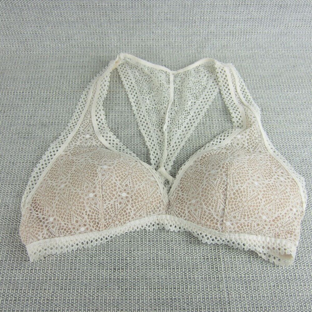 Victorias Secret Bra Womens Cream Off White Bralette Lace Pullover Nonwire Racer